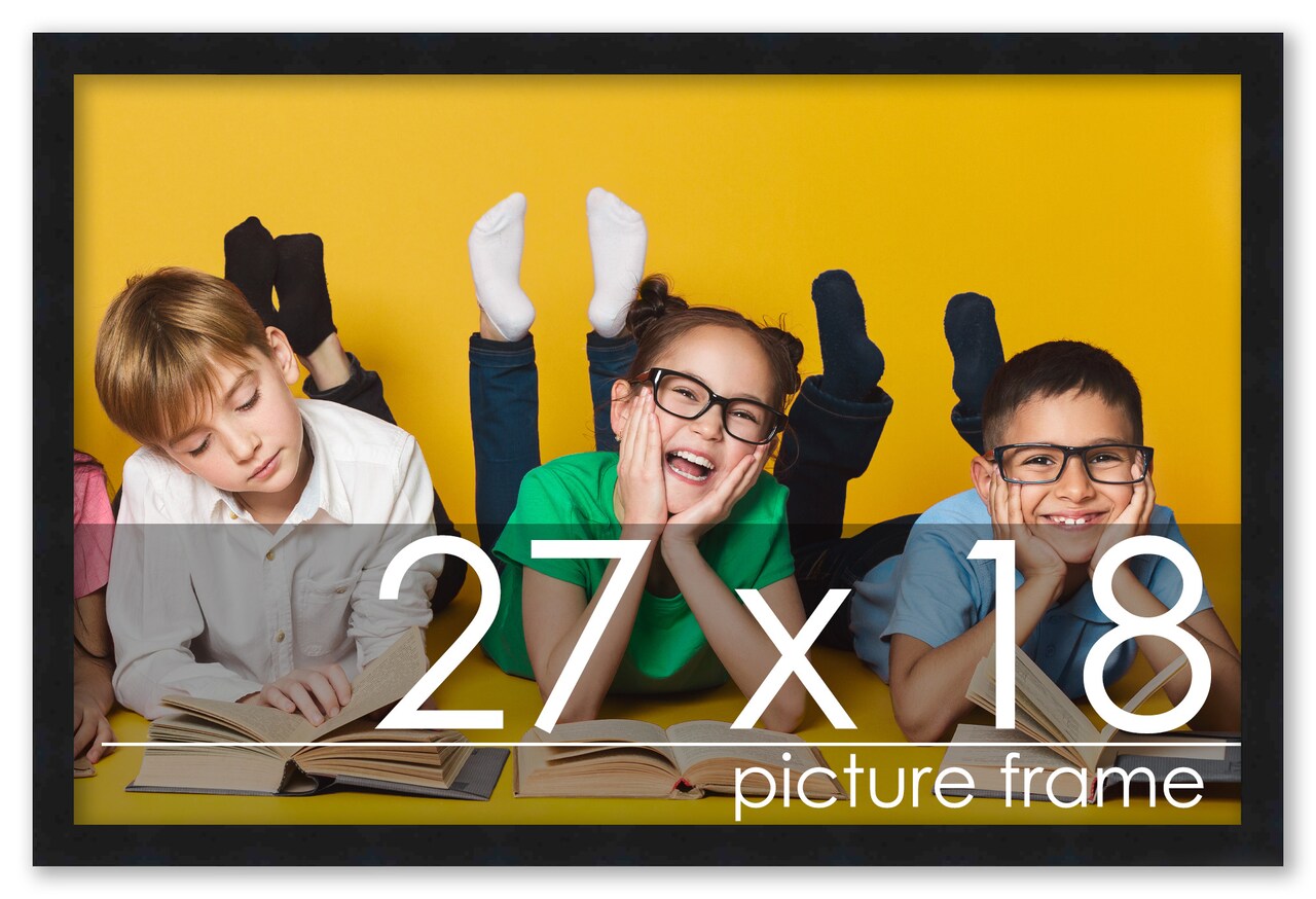 27x18 Solid Wood Picture Frame with UV-Resistant Acrylic & Acid-Free Backing, Available in 6 Finishes: Matte Black, Matte White, Metallic Bronze, Silver, Natural Wood Grain & Mahogany